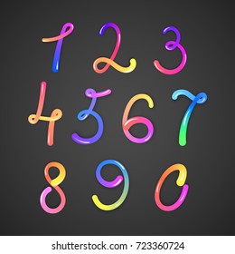 Illustration of colorful numbers on darck basground, vector eps 10