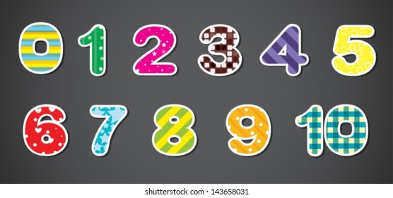 Illustration of the colorful numerical figures on a gray background