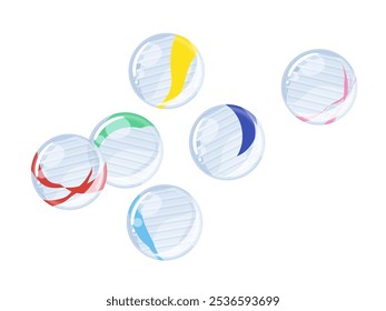 Illustration of colorful ohajiki scattered all over the place