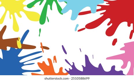 Illustration of colorful paint splatter as background.