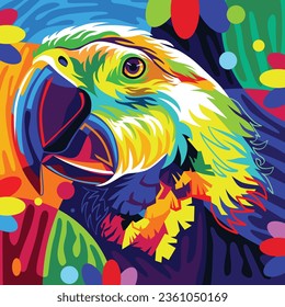 Illustration of colorful parrot bird with abstract leaf background - vector.