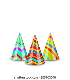 Illustration colorful party hats for your holiday, isolated on white background - vector
