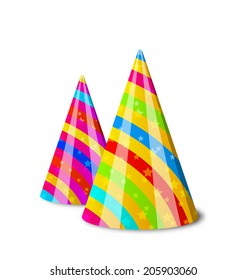Illustration colorful party hats for your holiday, isolated on white background - vector