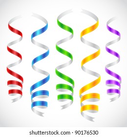 illustration of colorful party steamer hanging on abstract background