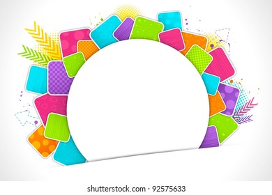 illustration of colorful patterned sticker on abstract background