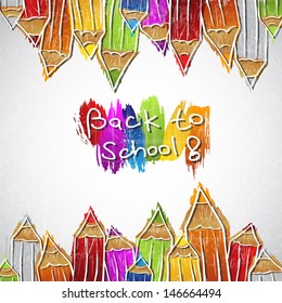 Illustration of colorful pencil set forming background