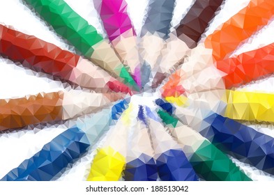  illustration of colorful pencils consists of triangles