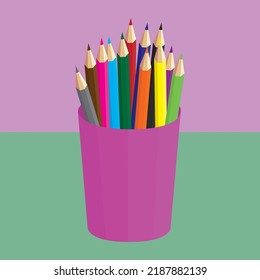 illustration with colorful pencils for drawing