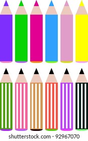 illustration of colorful pencils on white background