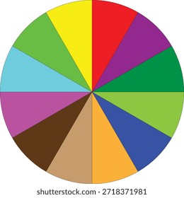 Ilustración de gráfico circular de colores dividido en doce segmentos iguales