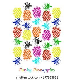 Illustration of colorful Pineapple fruit on white background in Vector