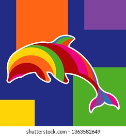 illustration of colorful pop art dolphin designs, design element for tshirt, poster, print design
