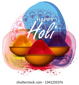 illustration of colorful promotional background for Festival of Colors celebration, Invitation card and colorful background with realistic powder paint and calligraphic text - Vector - Vector