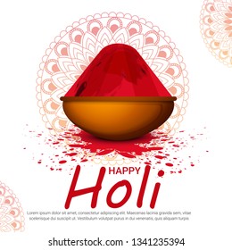 illustration of colorful promotional background for Festival of Colors celebration, Invitation card and colorful background with realistic powder paint and calligraphic text - Vector - Vector