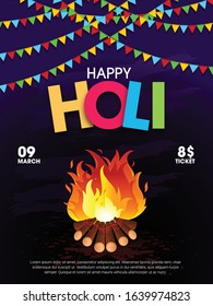 illustration of colorful promotional background for Festival of Colors celebration with message in Hindi Holi Hain 
