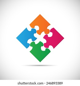 Illustration Of Colorful Puzzle Pieces Isolated On A White Background.