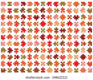 Illustration of colorful puzzle with separate elements, vector