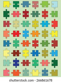 Illustration of colorful puzzle with separate elements, vector