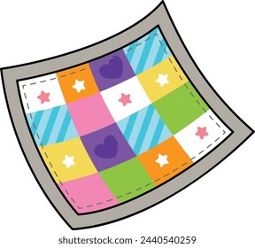 illustration of colorful quilt outline white on background vector