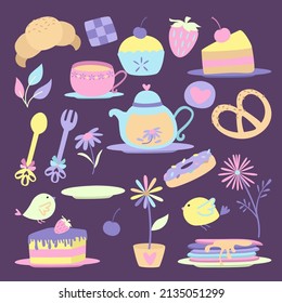 ilustración de objetos arcoiris coloridos