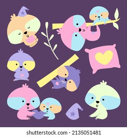 ilustración de objetos arcoiris coloridos