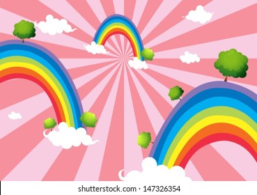 Illustration of the colorful rainbows 