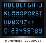 Illustration of a colorful red digital font.