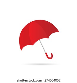 Illustration of a colorful red umbrella isolated on a white background.