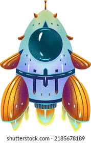 Illustration colorful rocket cosmos children's illustration