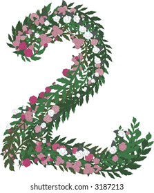 Illustration of a colorful rose number, with no gradients.