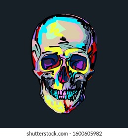 illustration of colorful skull, vintage graphics for t-shirt designs