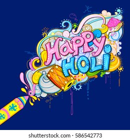 illustration of colorful splash doodle for Happy Holi Background