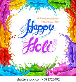 illustration of colorful splash in Happy Holi background