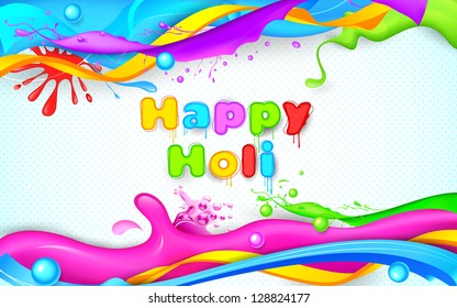 illustration of colorful splash in Holi wallpaper