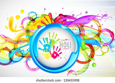 Illustration of colorful splash in Holi wallpaper