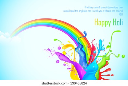 illustration of colorful splash of rainbow in Holi wallpaper