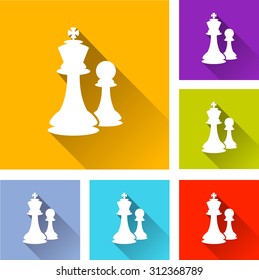 illustration of colorful square chess icons set