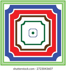 Illustration of colorful square geometric pattern with layered borders and rounded corners