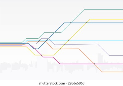 Illustration of colorful subway lines.