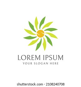 Illustration Colorful sun flower floral petal petals and letter s logo design vector 