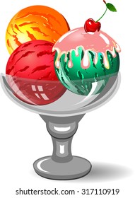 Illustration of colorful tasty isolated ice cream in cup. Vector EPS
