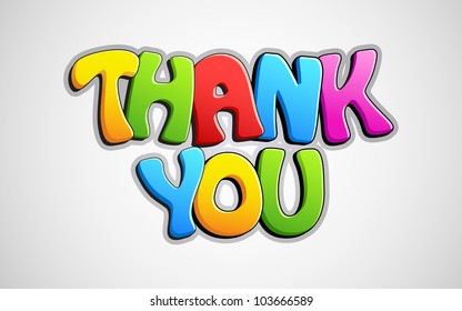 illustration of colorful thank you text on abstract background