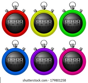 Illustration of the colorful timers on a white background