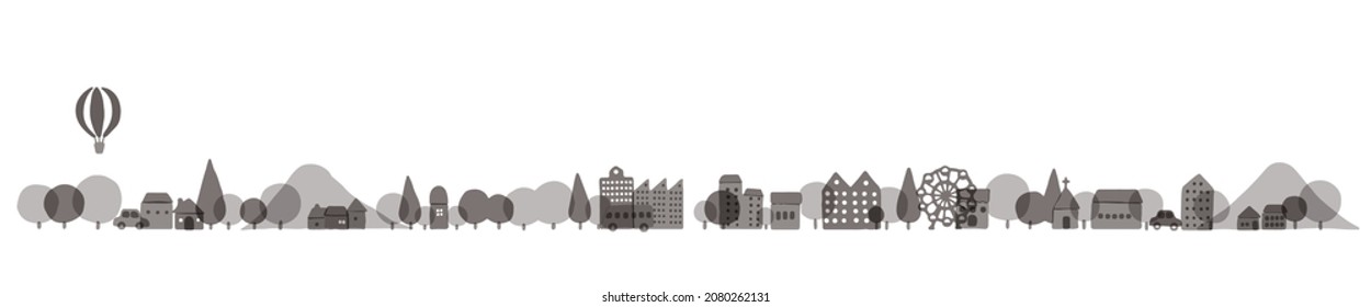 It is an illustration of a colorful townscape (monochrome) .Easy-to-use vector material.