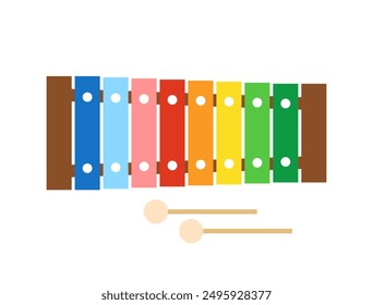 An illustration of a colorful toy metallophone or xylophone.