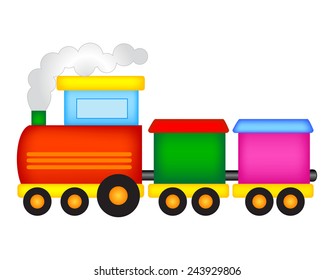Illustration of a colorful toy train isolated on white background 