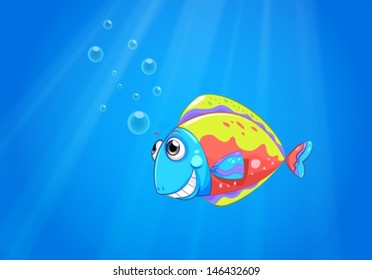 Illustration of a colorful ugly fish under the sea