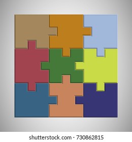 Illustration with colorful vector puzzle.