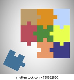 Illustration with colorful vector puzzle.