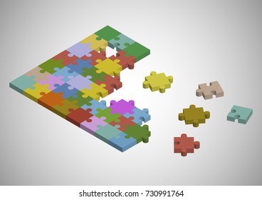 Illustration with colorful vector puzzle.
